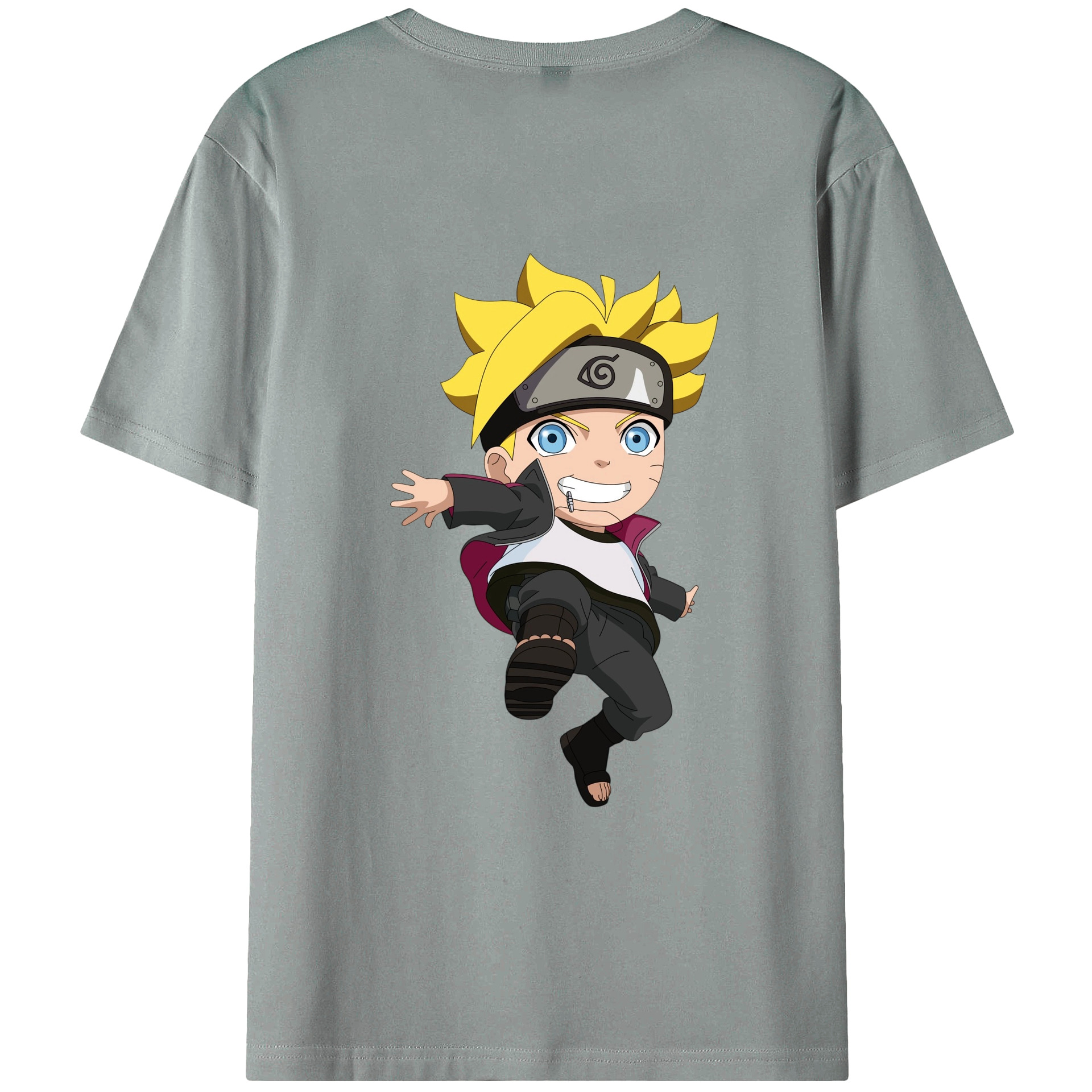 （画像用） NARUTO -ナルト- うずまき ボルト Uzumaki Boruto 綿100％ メンズ半袖Tシャツ（バックプリント） 通気性